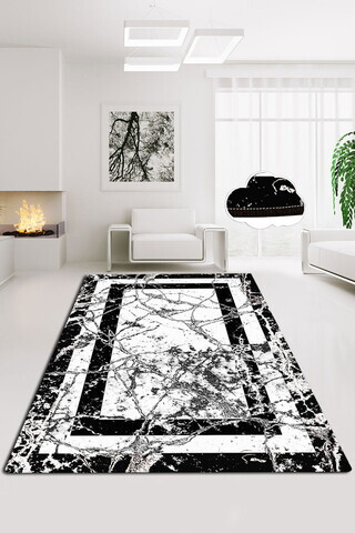 Covor, Marmor v2, 120x180 cm, Alb/Negru