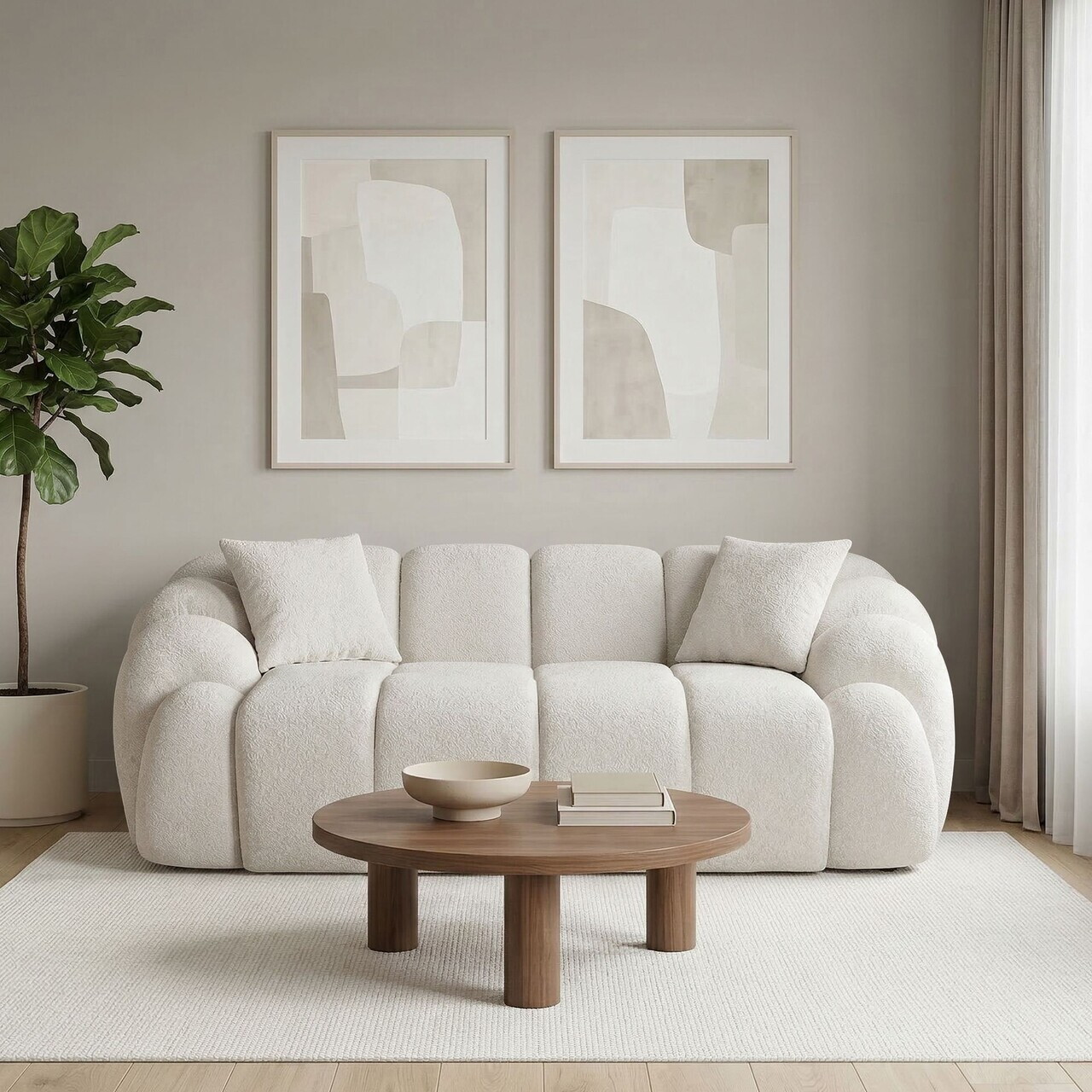 Canapea 2 locuri, Atelier del Sofa, 752EST2501, Lemn de carpen/PAL melaminat, Alb - view 2