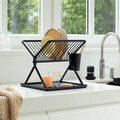 Scurgator de vase cu suport tacamuri, pliabil, Brabantia, SinkSide, 33x37x31.5 cm, aluminiu, gri inchis