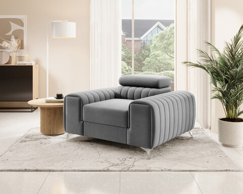 Fotoliu, ELTAP, AR-LAU-04NU, Laurence, 125x97x105 cm, lemn/poliester, gri deschis