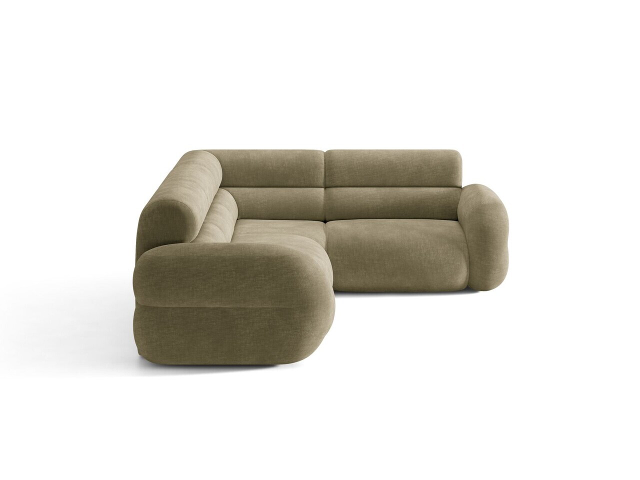 Coltar dreapta 5 locuri, Neo, Micadoni Home, 295x210x83 cm, tesatura Chenille, verde oliv deschis — imaginea 3