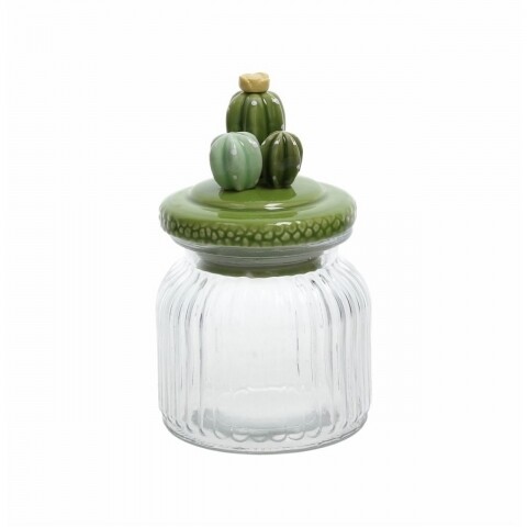 Borcan Cactus, Tognana Porcellane, 8 x 15 cm, sticla/portelan, verde