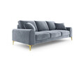 Canapea, Madara, Mazzini Sofas, 3 locuri, gold legs, 222x102x90 cm, catifea, albastru deschis