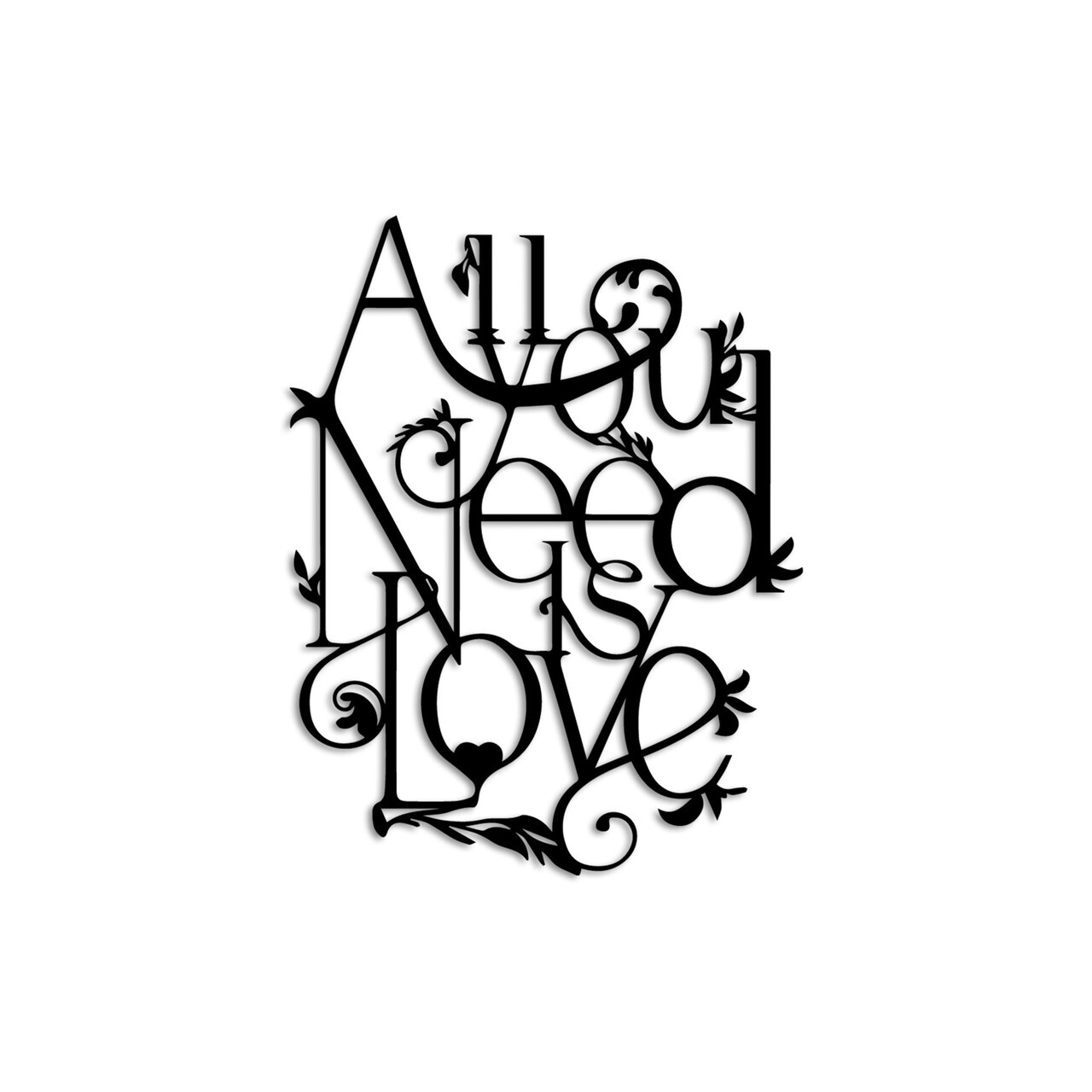 Decoratiune de perete, All You Need is Love, Dimensiuni: 44 x 57 cm , Negru — imaginea 5