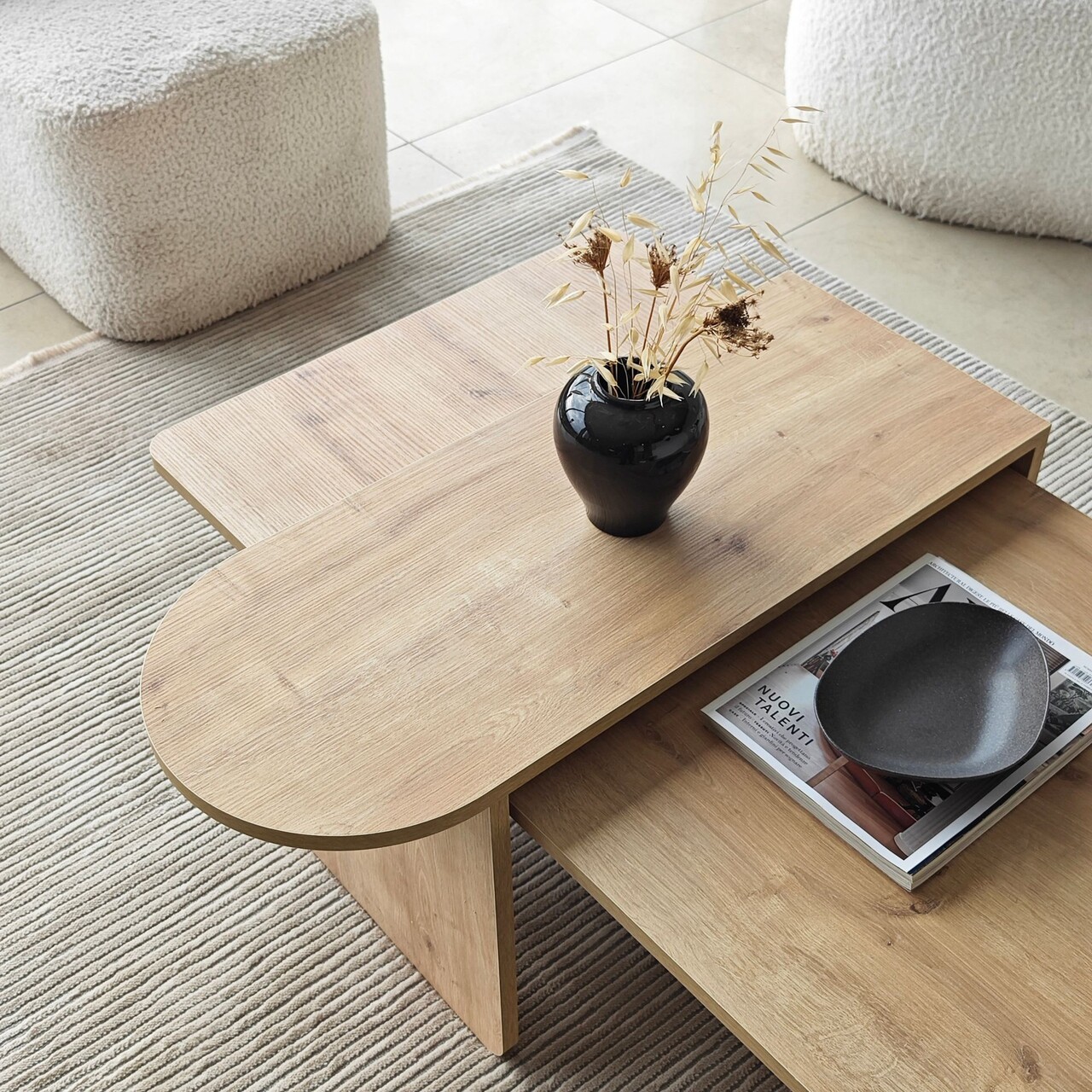 Set masute de cafea, Hanah Home, Paris, Bronz / Stejar Safir - imagine 8