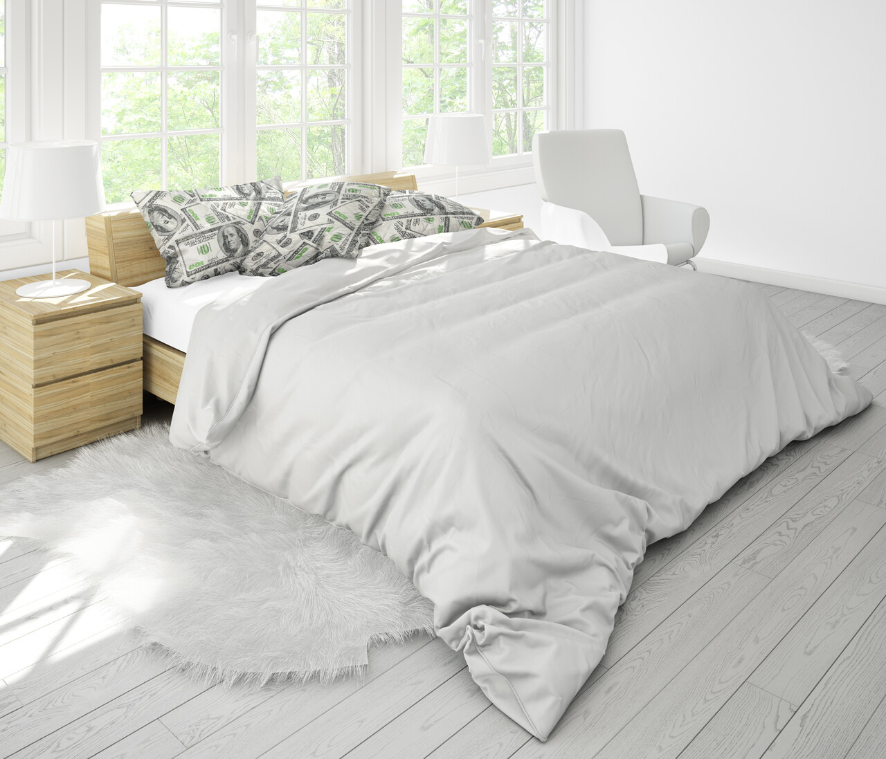 Set 4 perne Alcam, 50x70 cm, Dollar Dream, microfibra matlasata - imagine 6