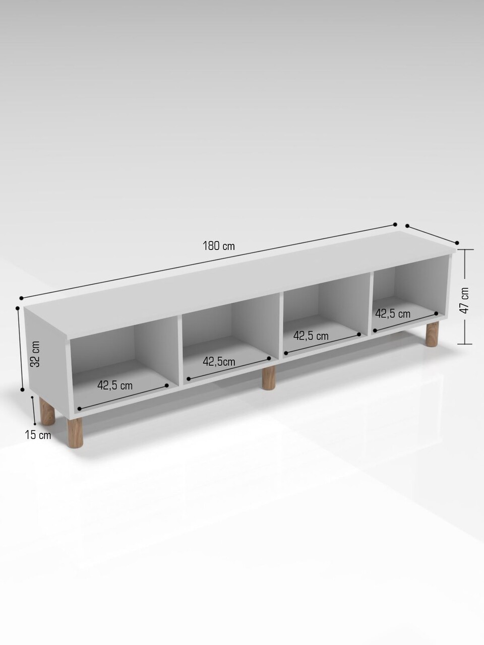 Comoda TV, Hanah Home, Mavora, 180x47x35 cm, PAL, Pin Atlantic / Alb