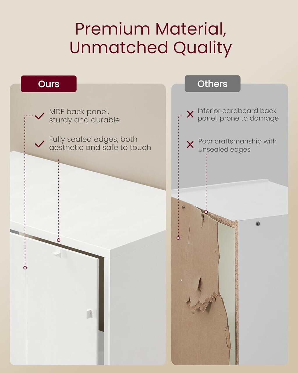 Biblioteca cu 6 niveluri, Vasagle, 60x24x175 cm, PAL/MDF, alb - imagine 4