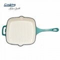 Tigaie grill emailata, Cooking by Heinner, 26.5 x 26.5 x 5 cm, fonta, bej si bleu
