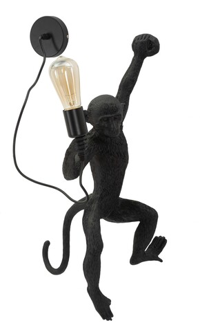 Aplica de perete Monkey, Mauro Ferretti, 1 x E27, 20W, 32x32x64 cm, polirasina, negru