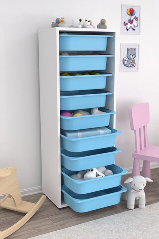Dulap multifunctional, Estella, Zola 9N, Alb/Albastru