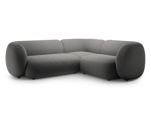 Coltar dreapta 4 locuri, Kate, Micadoni, 252x220x76 cm, catifea, gri inchis