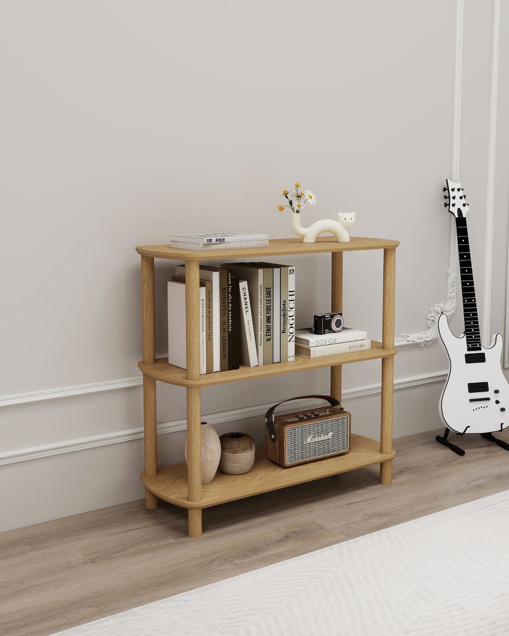 Corp biblioteca, Hanah Home, Rosa 3, 80x79x30 cm, Stejar - view 3