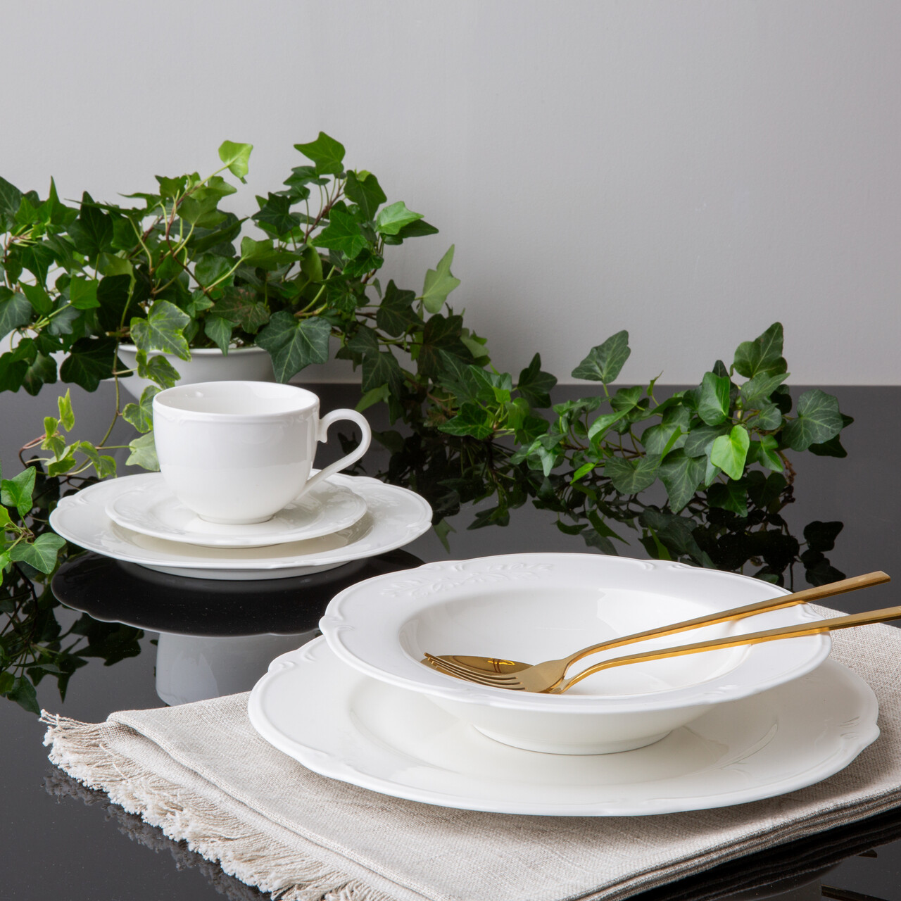 Set ceai / cafea 12 piese, Pola, Ambition, 220 ml, portelan, alb