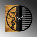Ceas de perete, Wooden Clock 11, Lemn/metal, Dimensiune: 58 x 3 x 58 cm, Nuc / Negru
