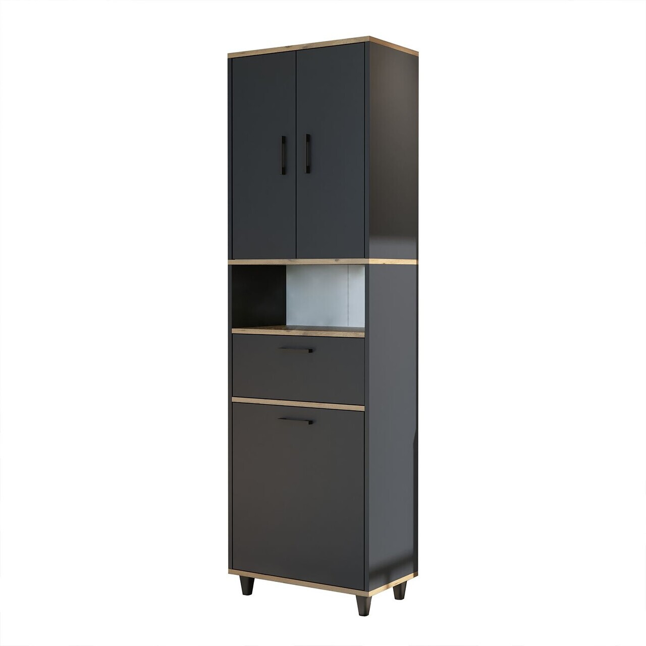 Dulap multifunctional, Hanah Home, 2534, 60x200x35 cm, PAL MELAMINAT, Antracit / Pin Atlantic — imaginea 8