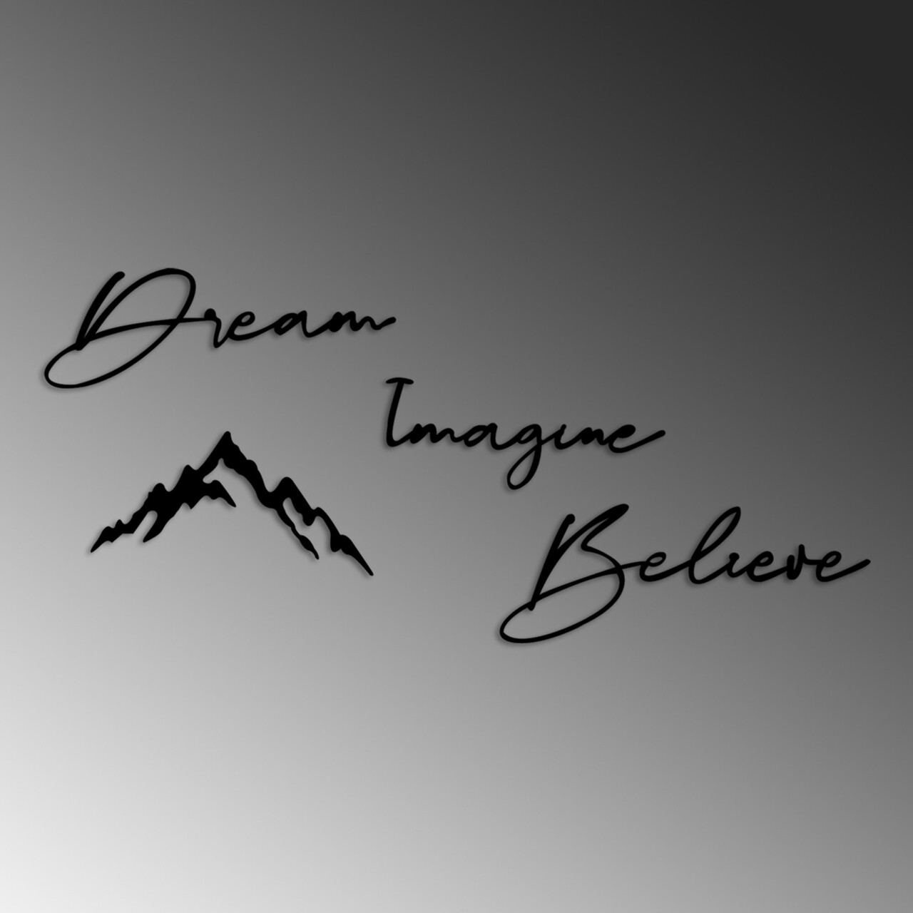 Decoratiune de perete, Dream Imagine Belive, Dimensiune: 47 x 16 cm (1 bucată), Negru - view 5