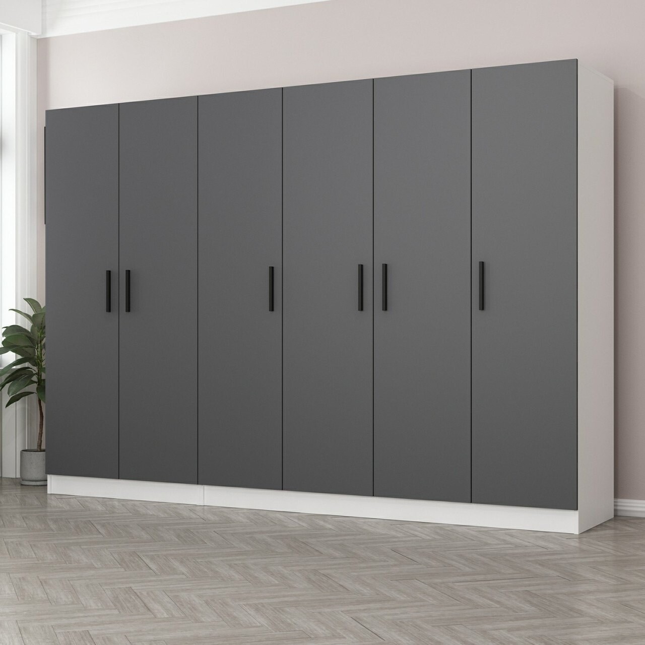 Dulap pentru haine, Minerva, Kale, 270x210x52 cm, PAL, Antracit - 1 | YEO