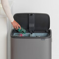 Cos de gunoi cu soft touch, Brabantia, Bo Touch Platinum, 2x30 L, 31.2x54.5x65.6 cm, otel, gri