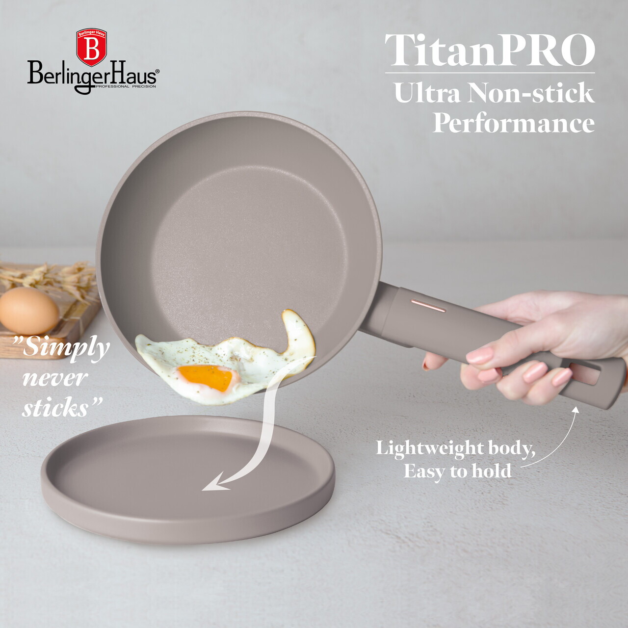 Set 3 tigai Berlinger Haus, Taupe, 20/24/28 cm, aluminiu forjat, taupe mat - imagine 7
