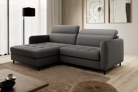 Coltar extensibil stanga 3 locuri ELTAP, LT-06MAN, Gomsi, 228x165x100 cm, lemn/poliester, gri inchis