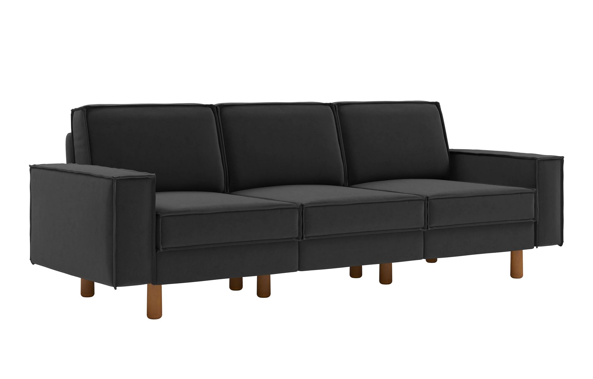 Canapea 3 locuri, Atelier del Sofa, 918CMF1255, Cadru: 100% OȚEL, Gri noapte / Nuc