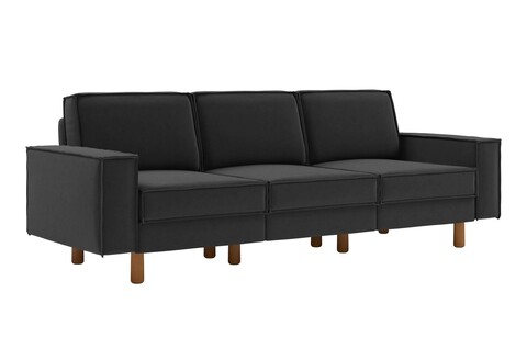 Canapea 3 locuri, Atelier del Sofa, 918CMF1255, Cadru: 100% OȚEL, Gri noapte / Nuc