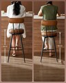 Set 2 scaune de bar, Vasagle, Ekho, 54x91 cm, sezut rotativ, otel/piele ecologica, maro