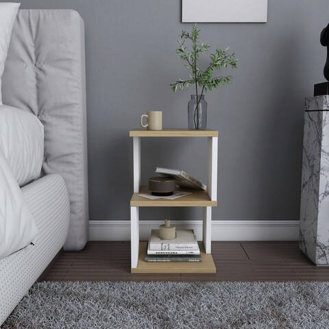 Noptiera, Retricy, Carter, 29.6×29.6×49.4 cm, PAL, Stejar / Alb 29.6x29.6x49.4 imagine 2022