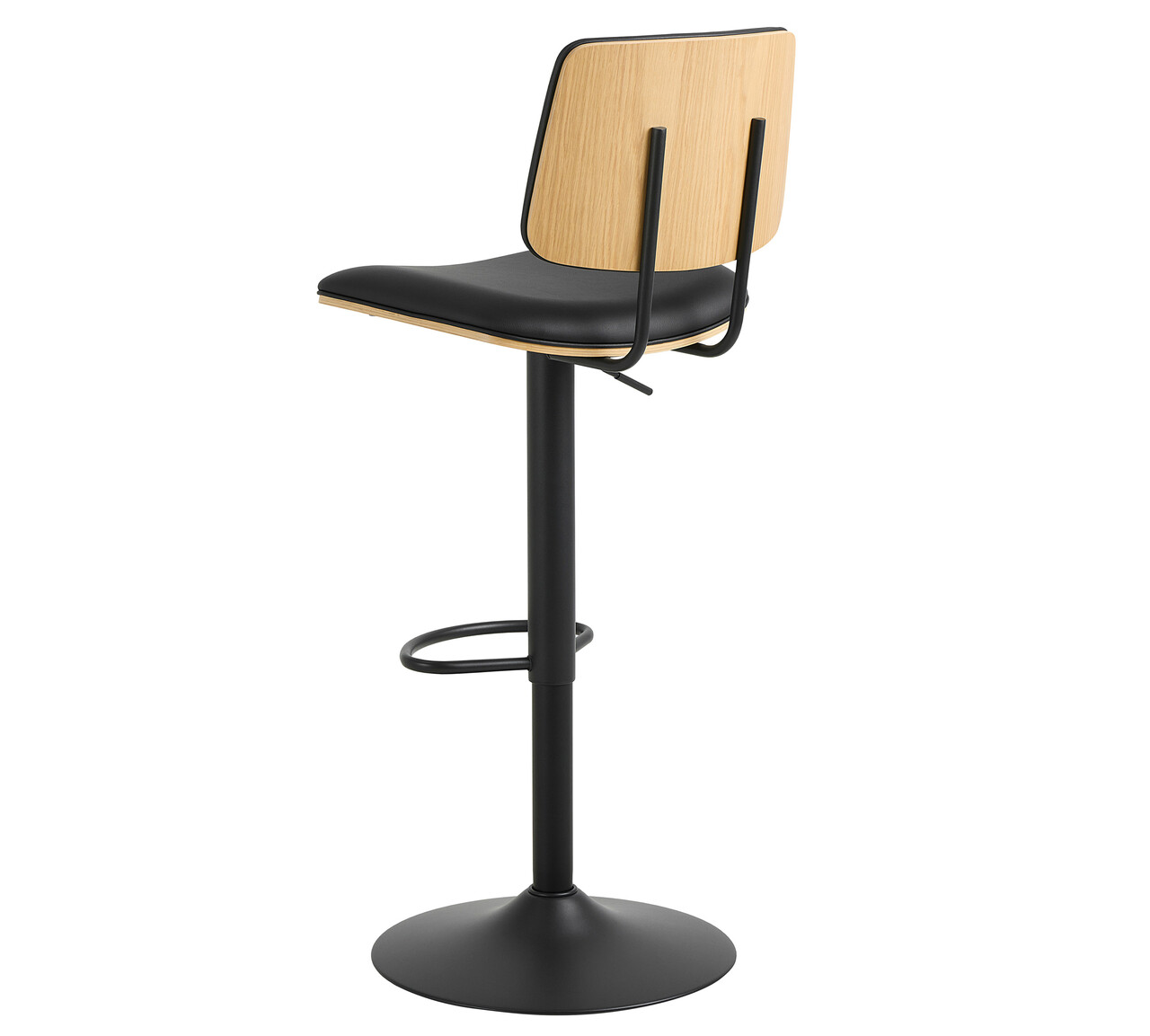 Scaun de bar Owen, Actona, 45.5x50x92.5 cm, rotativ, piele ecologica/otel, negru - view 3