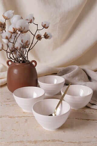 Set boluri, Hermia, 275KRM2684, Dimensiune: 14 cm / 650 cc (4 bucăți), Alb