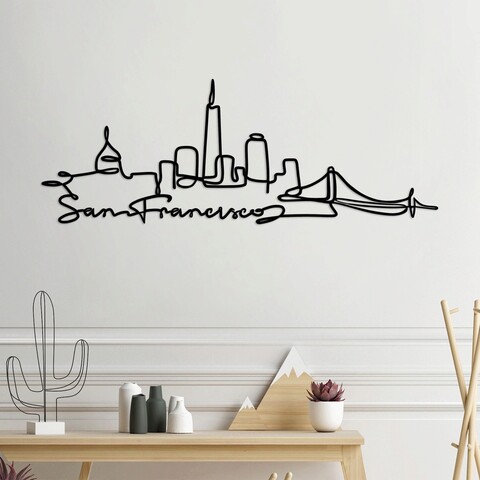 Decoratiune de perete, san francisco, metal, grosime: 2 mm, negru