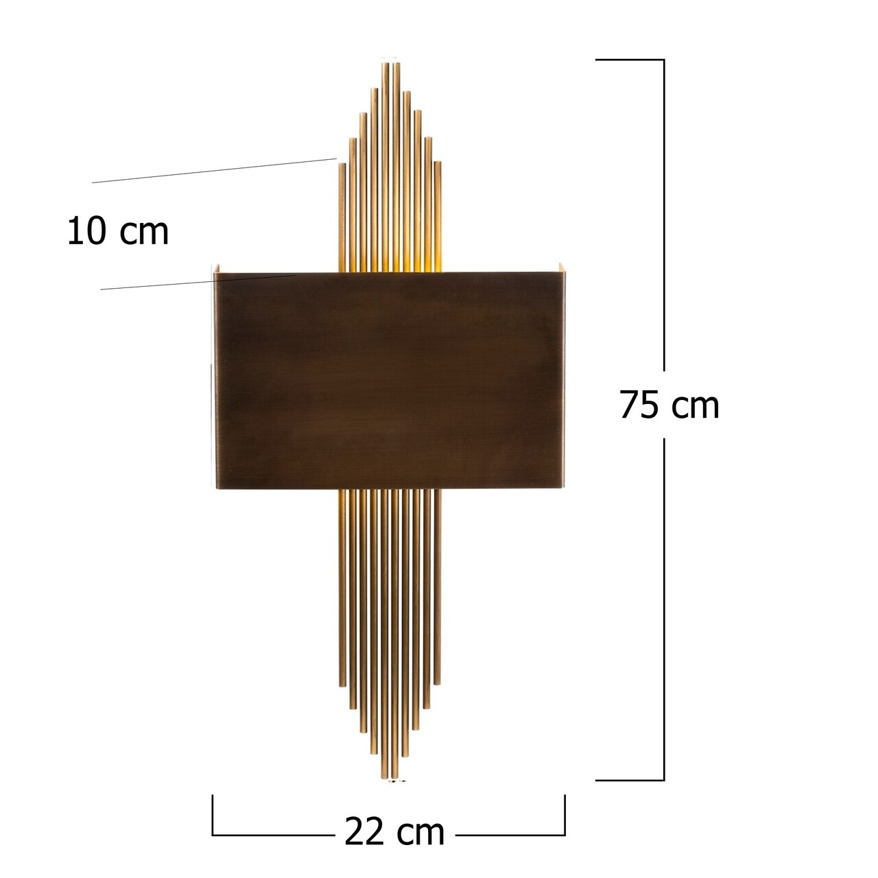 Aplica de perete, 615 - A, Opviq, 22 x 10 x 75 cm, 1 x E27, 40W, aramiu antic