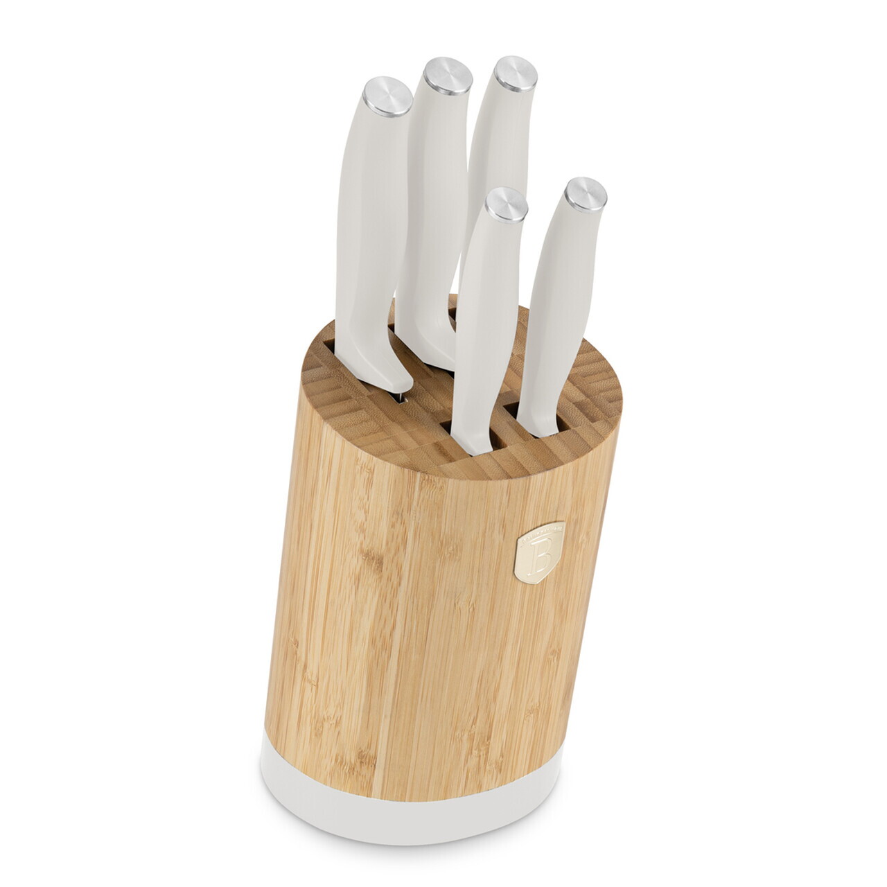 Set 5 cutite cu suport rotund Berlinger Haus, Sahara, inox/bambus, crem mat/natur - imagine 6