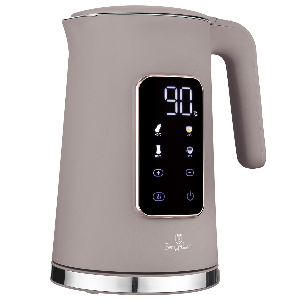 Ceainic electric digital Berlinger Haus, Taupe, 1.7 L, plastic/inox, taupe mat - imagine 6