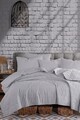 Set cuvertura de pat dubla 3 piese, Solid - Grey, Eponj Home, 65% bumbac/35% poliester