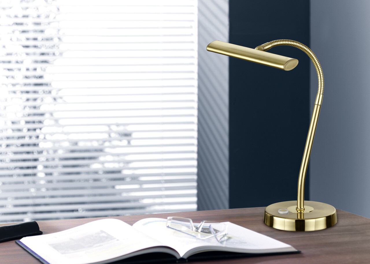 Lampa de masa Curtis, TRIO, 18x35 cm, 4W, 1x SMD LED, metal, bronz mat