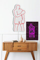 Decoratiune luminoasa LED, Muhammed Ali, Benzi flexibile de neon, DC 12 V, Roz