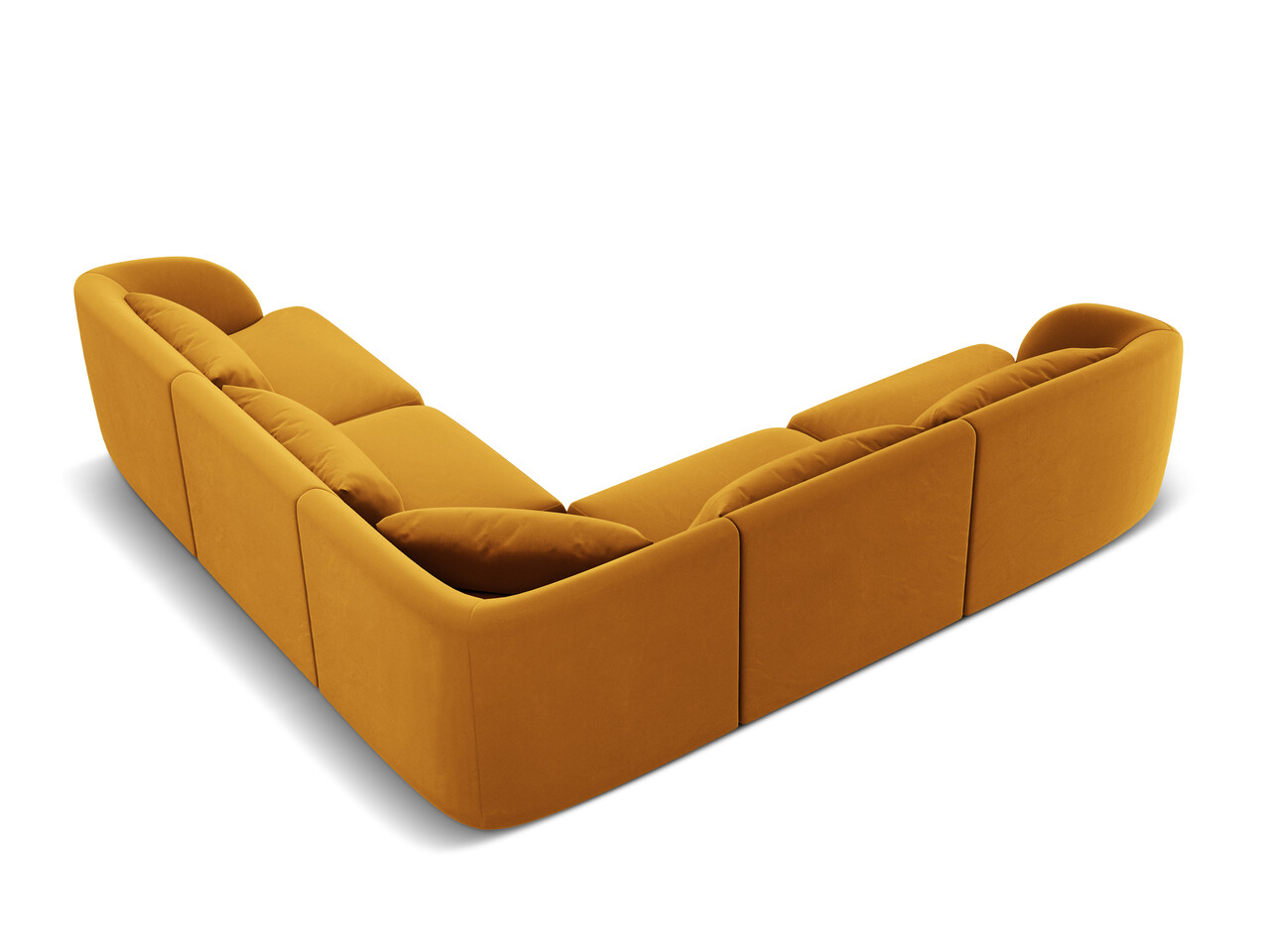 Coltar reversibil 5 locuri, Tulum, Cosmopolitan Design, 255x255x70 cm, catifea, galben