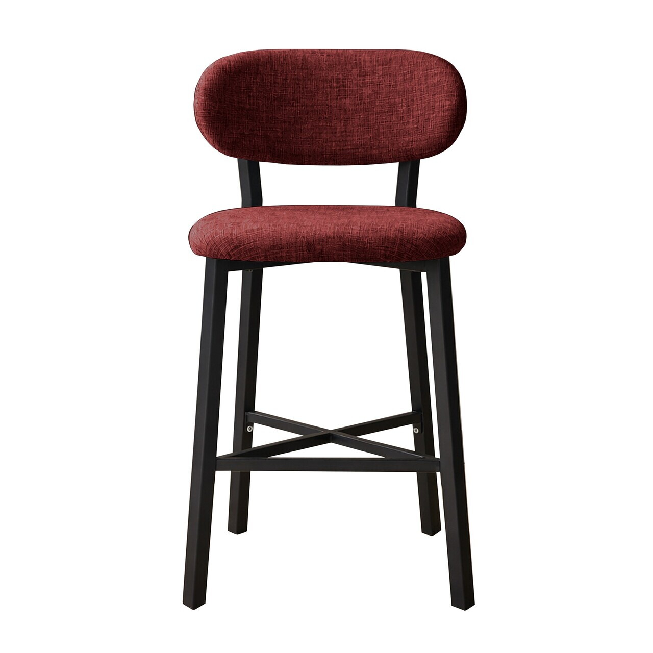 Scaun de bar, Hanah Home, Luna, 42x100x45 cm, Fier/Poliester/In, Bordo — imaginea 5