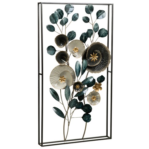 Decoratiune de perete Floral, Creaciones Meng, 50.2x90.8 cm, metal