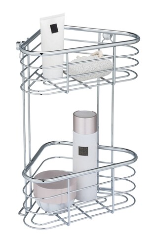 Etajera de colet pentru baie, wenko, trestina, 25 x 35 x 16.5 cm, inox, gri