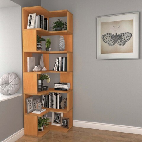 Corp biblioteca, Hanah Home, CPT4806-192, 55x192x27 cm, 100% PLACAJ DE CARPEN, Maro