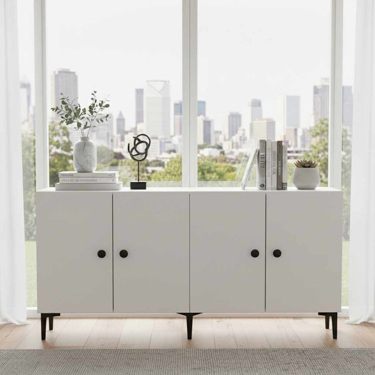 Consola, Hanah Home, Sherifa 150, 150x75x32 cm, Alb