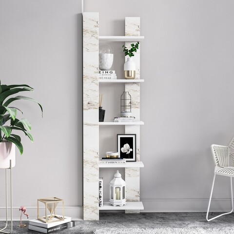 Biblioteca, minima, reeta, 45 x 160 x 25 cm, pal melaminat, alb