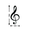 Decoratiune de perete, Treble Clef, Metal, Dimensiune: 28 x 59 cm, Negru