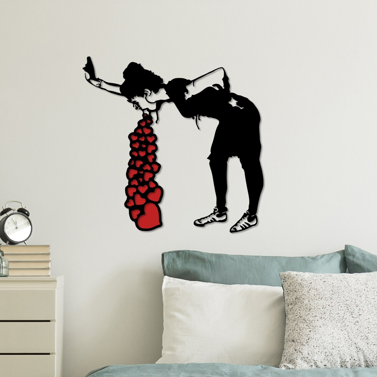 Decoratiune de perete, Banksy 12, Metal, (Grosime: 1,5 mm), Negru/Rosu — imaginea 2