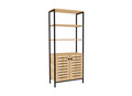 Corp biblioteca, Puqa Design, Metela, 70x162.2x34 cm, PAL, Safir / Negru