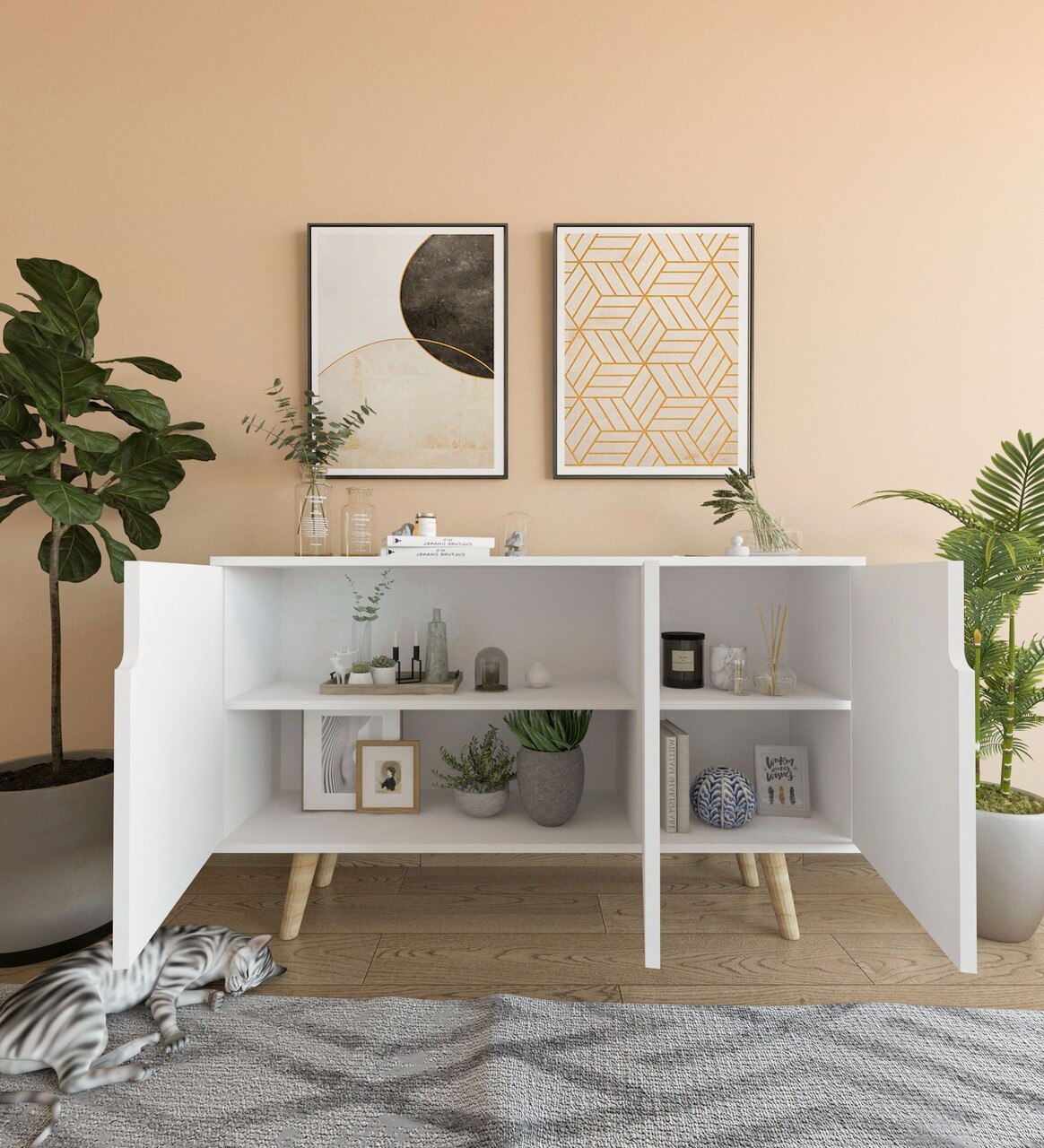 Consola, Hanah Home, Verona 120, 120x80x30 cm, PAL, Alb - imagine 3