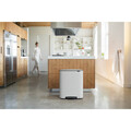 Cos de gunoi cu pedala, Brabantia, Bo Pedal, 2x30 L, 36.3x54.1x65.2 cm, otel, alb
